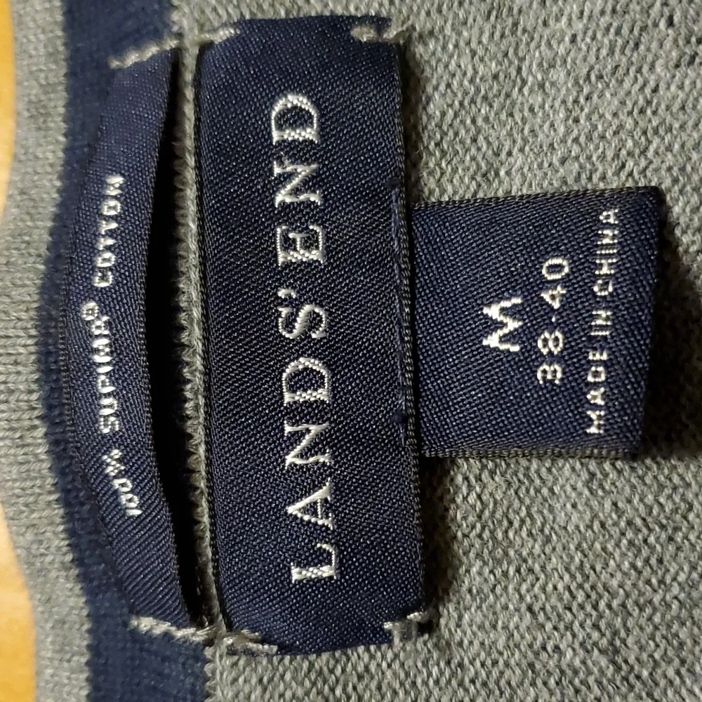 Lands' End Men's V-Neck Gray Pullover Sweater - Size Medium (38-40)